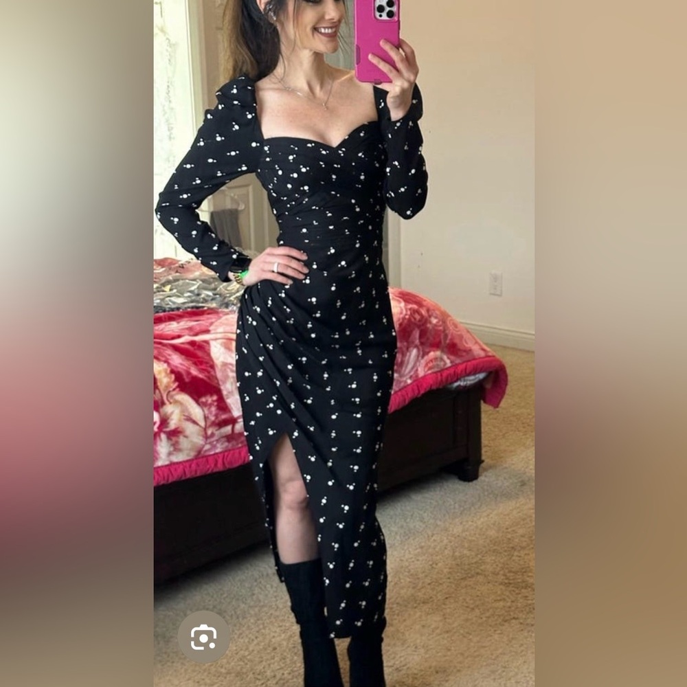 Black Floral Long Sleeve Dress